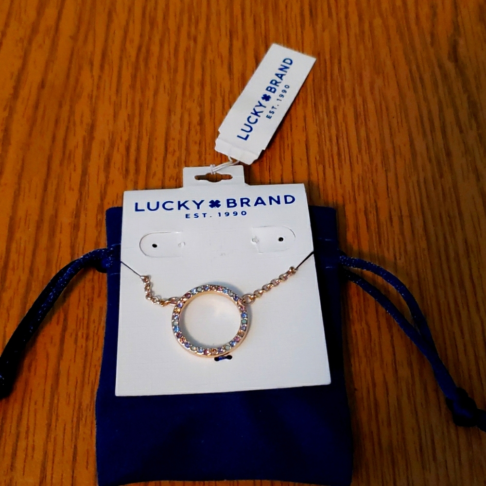Lucky Brand Gold Tone Semi Precious Stone Necklac